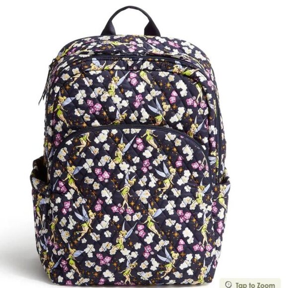 Vera Bradley Women's Outlet Disney Essential Large Backpack Tinker Bell's - Picture 1 of 2